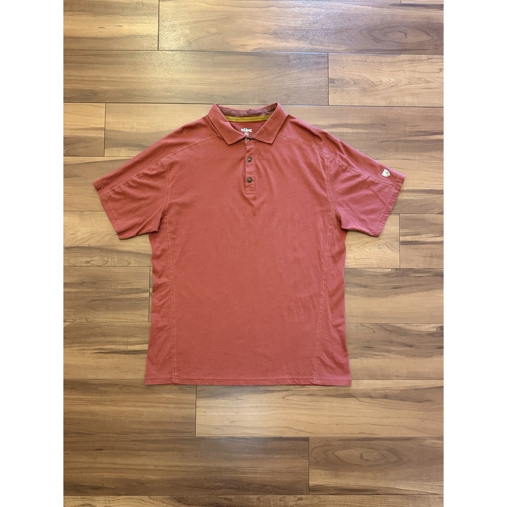 Kuhl Wayfarer Short Sleeve Polo Shirt Wildfibre 100% Organic Cotton Red Men's XL